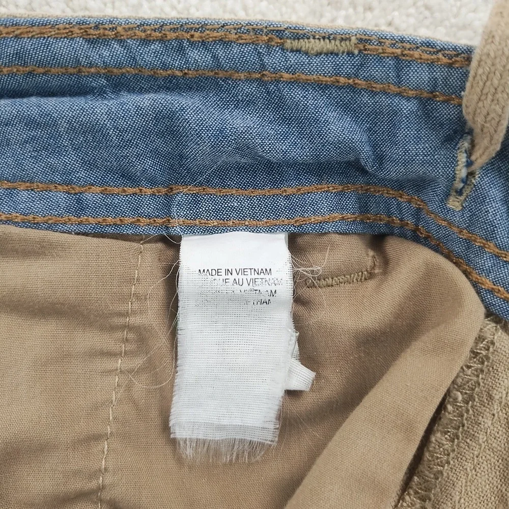 Lucky Brand Linen BlendCargo Shorts Men's 33 Khaki Relaxed Fit Utility Casual